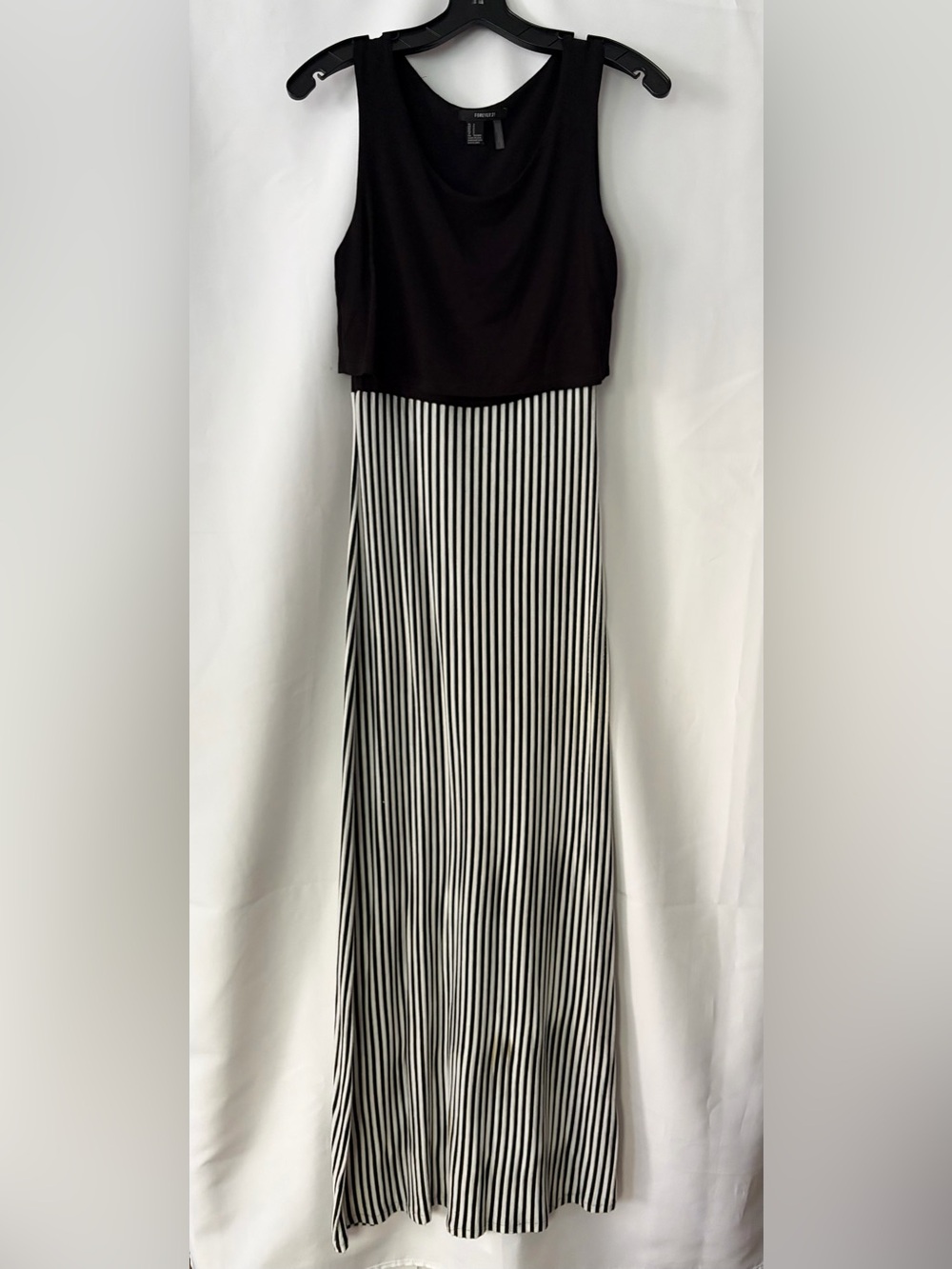 Maxi Dress- Black Tank with Black & White Stripes